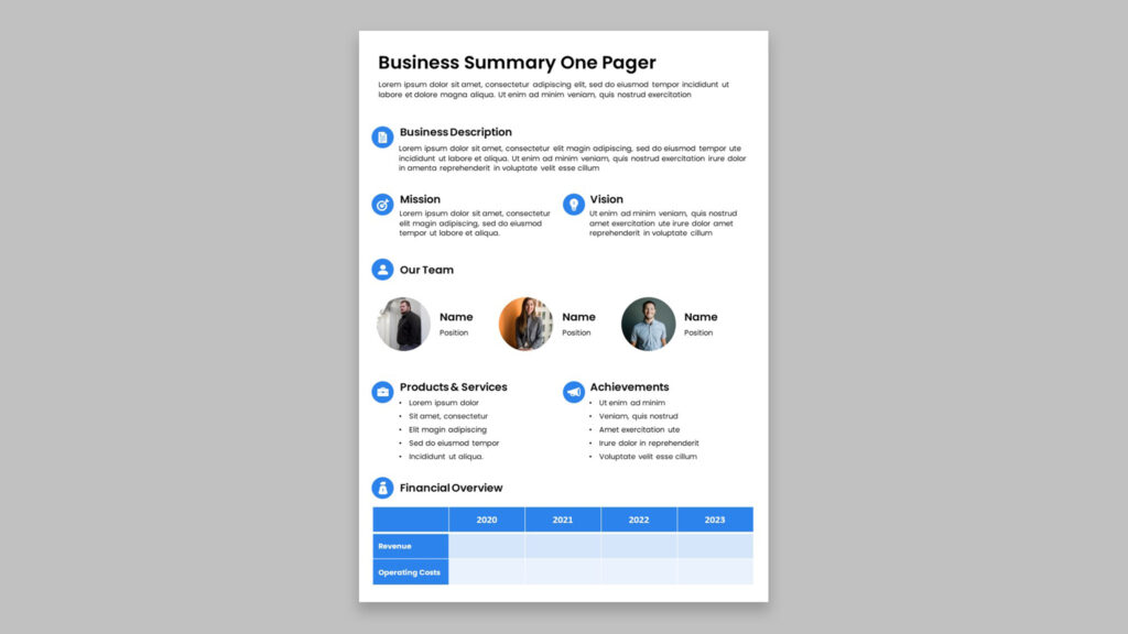 One Pager Template Google Slides