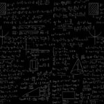 Physics equation over dark background