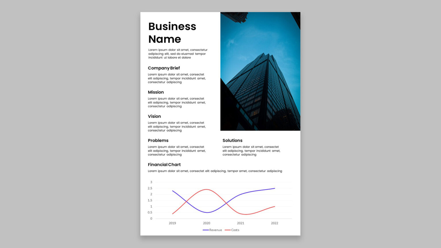 Free Business One Pager PowerPoint Template Google Slides