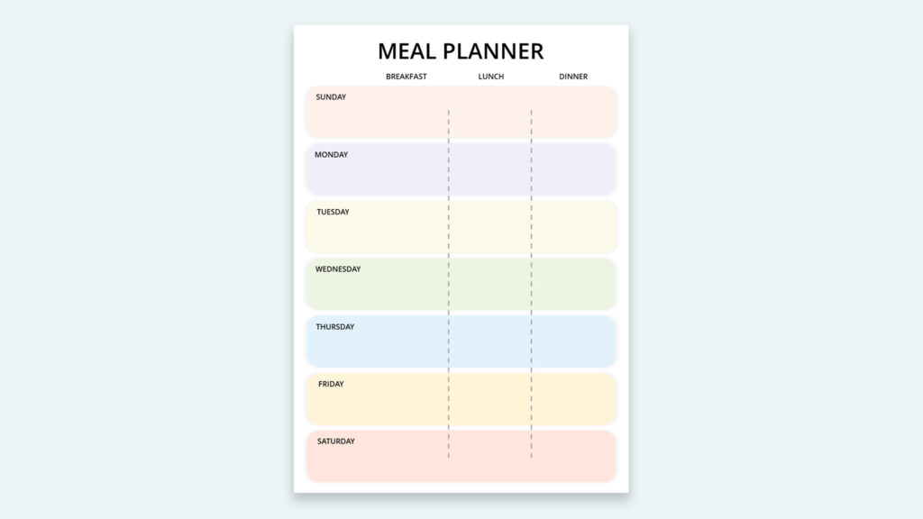 Free Google Slides Meal Planner Board Template PowerPoint