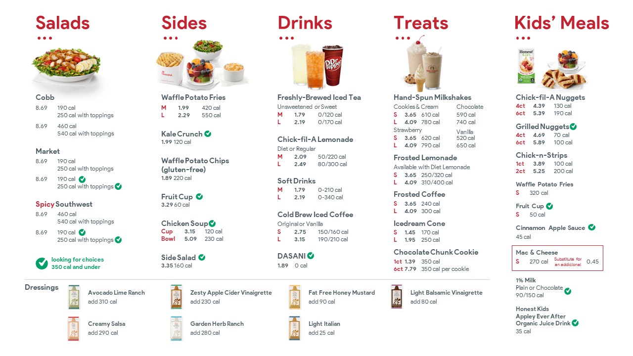 chick fil nutrition menu