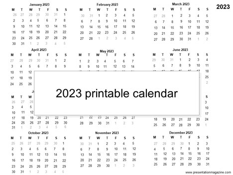 Calendario 2023 para imprimir gratis