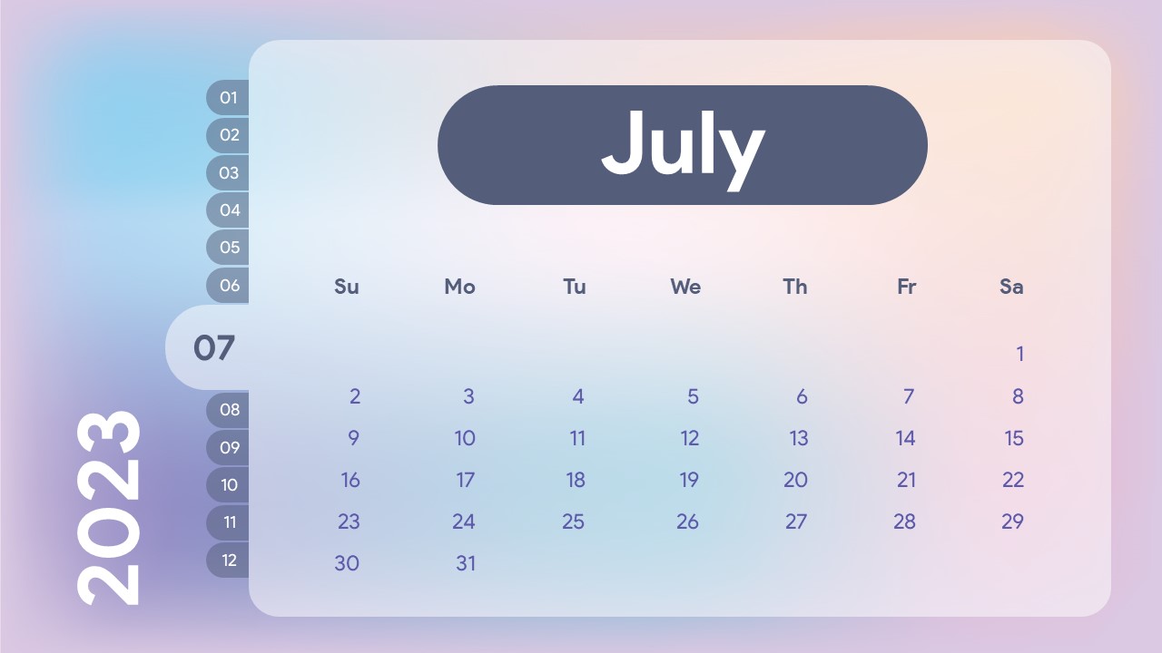 July 2023 calendar