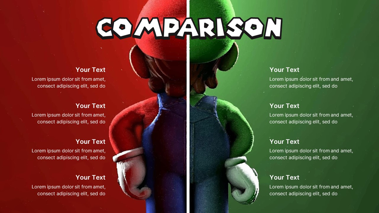 Mario vs luigi comparison chart