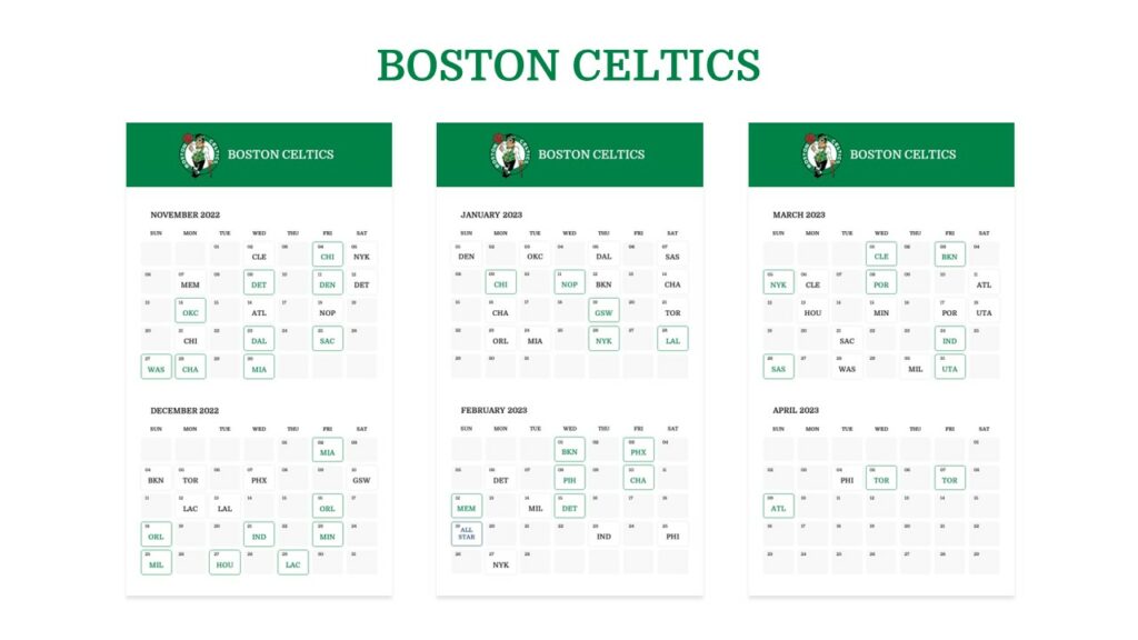 Celtics Calendar 2025