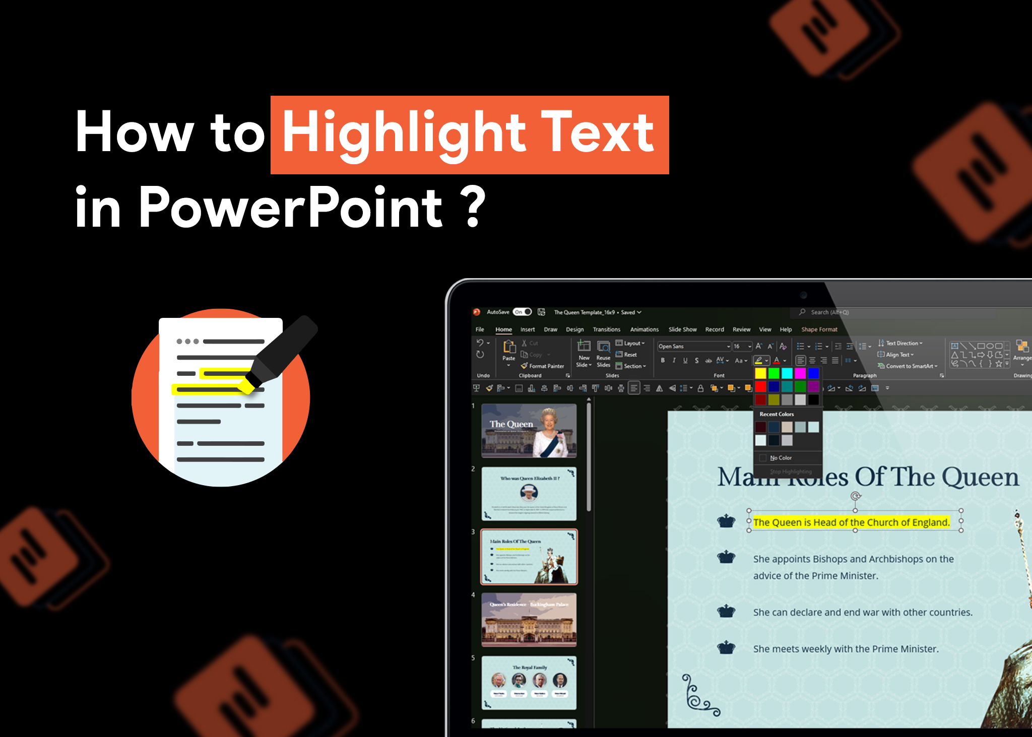 how to highlight text in PowerPoint