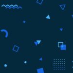 blue background with playful icons