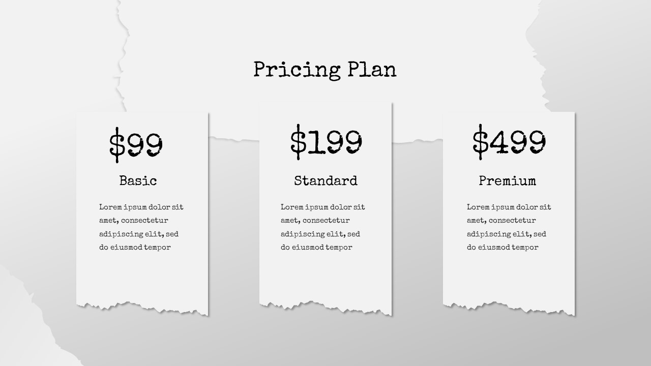 retro style pricing table