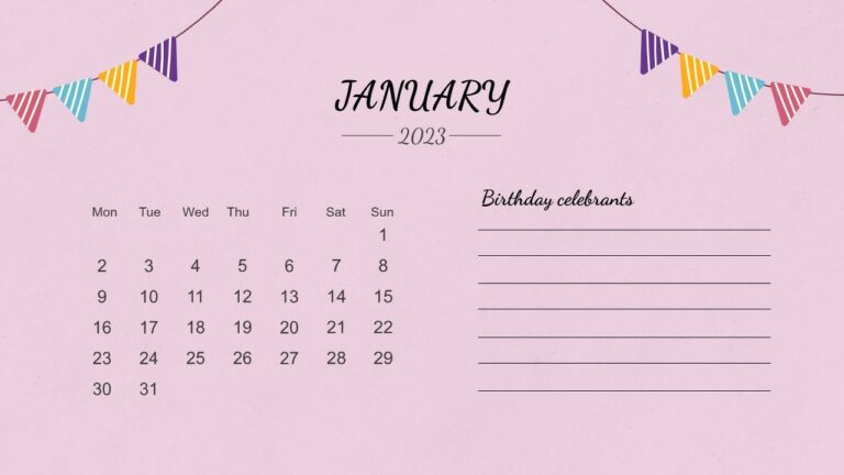 Free Google Slides Birthday Calendar Template PowerPoint