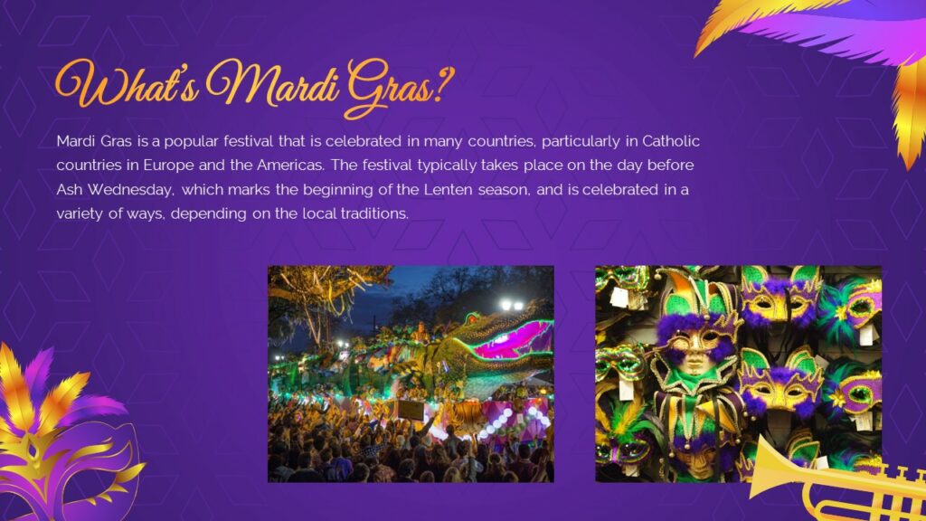 Free Mardi Gras Theme Template PowerPoint & Google Slides