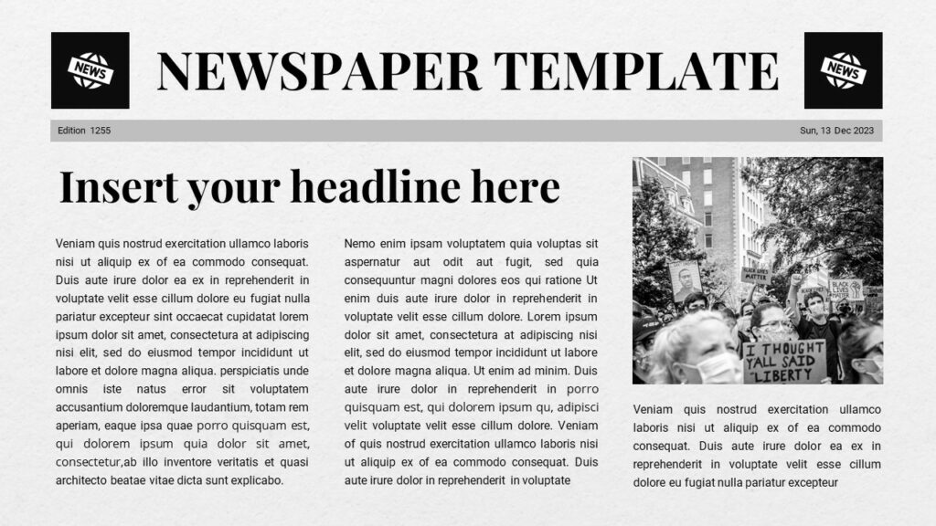 Free Google Slides Newspaper Article Template PowerPoint