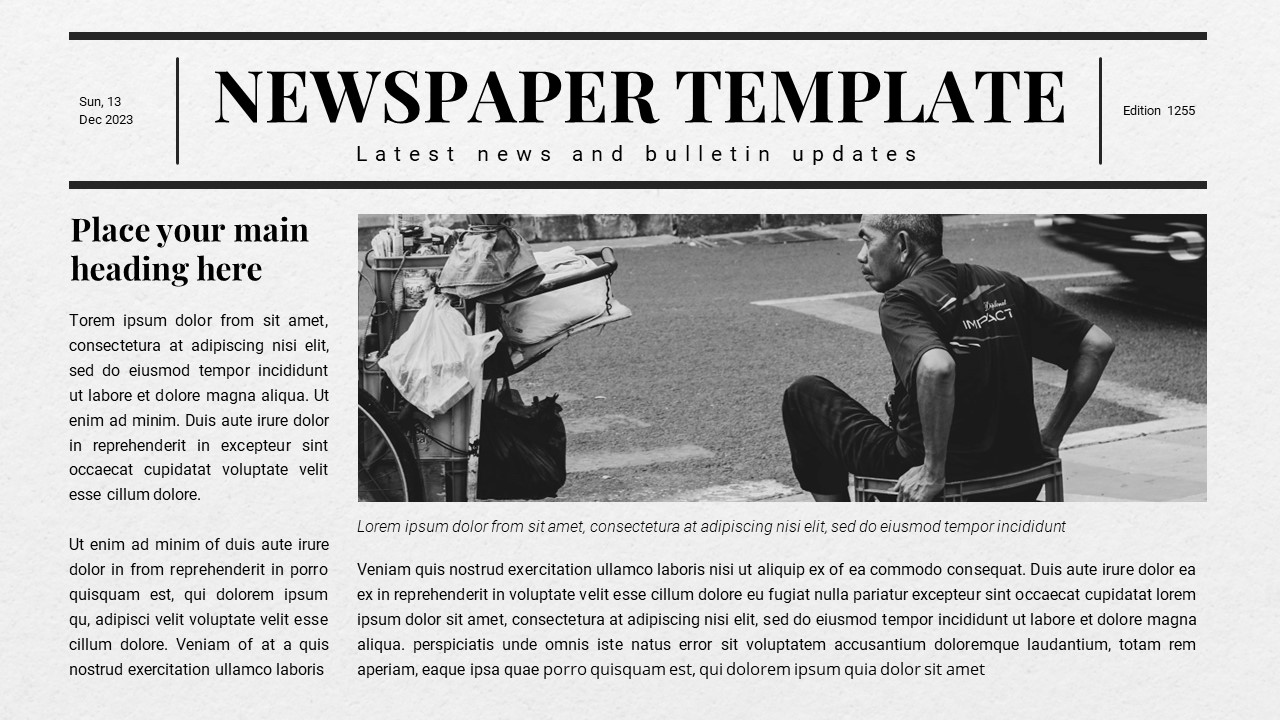 Free Google Slides Newspaper Article Template PowerPoint