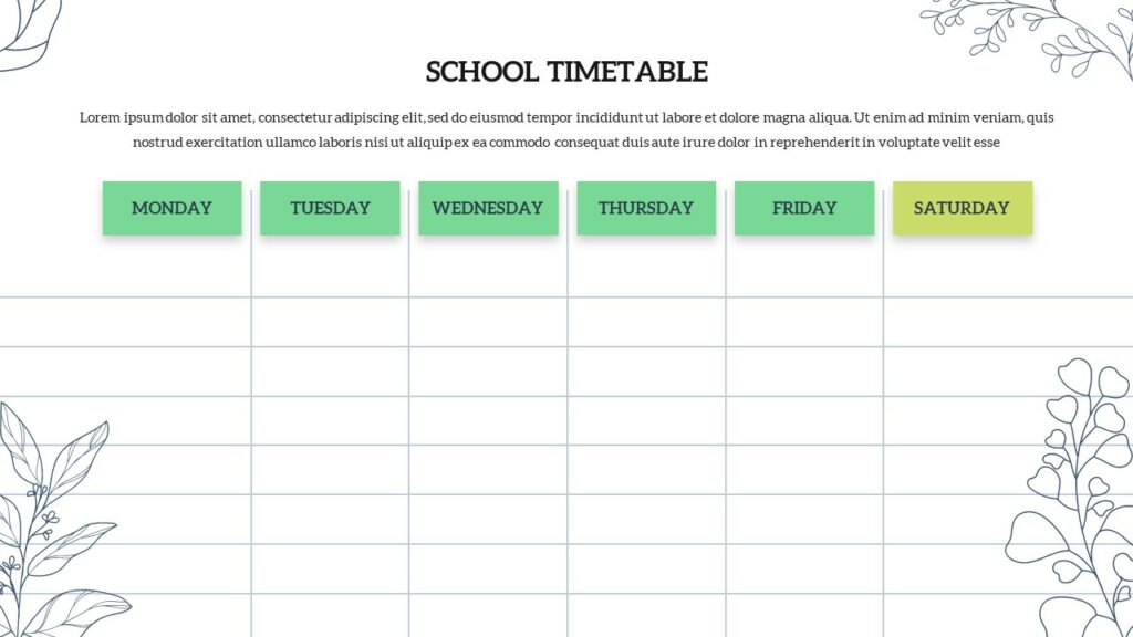 Free School Timetable Template