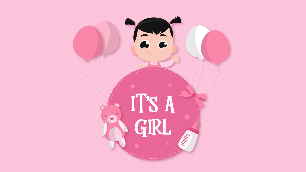 free animated its a girl template