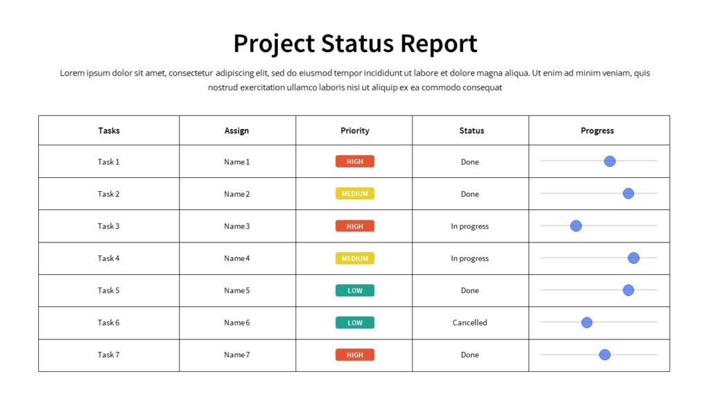 project status slide