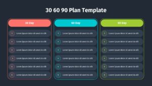 simple dark 30 60 90 plan template