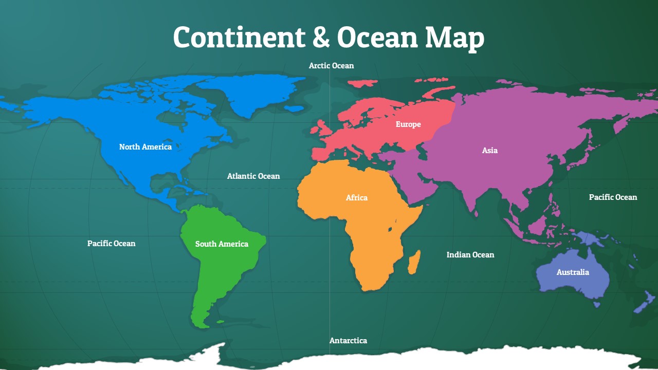 World Map With Continents And Oceans 