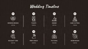 dark theme wedding day timeline