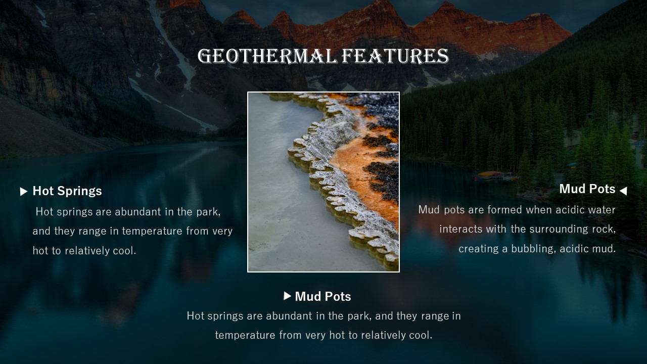 Yellowtone national park geothermal features