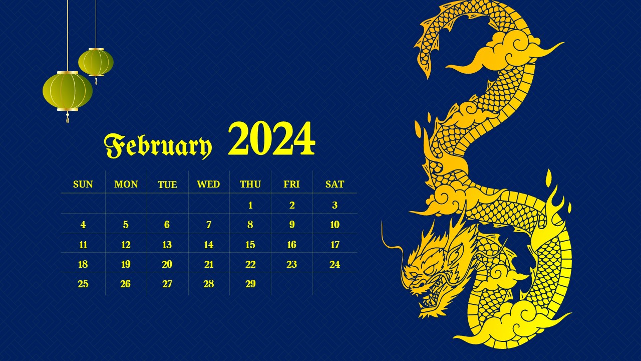 Chinese Lunar year february 2024 calendar