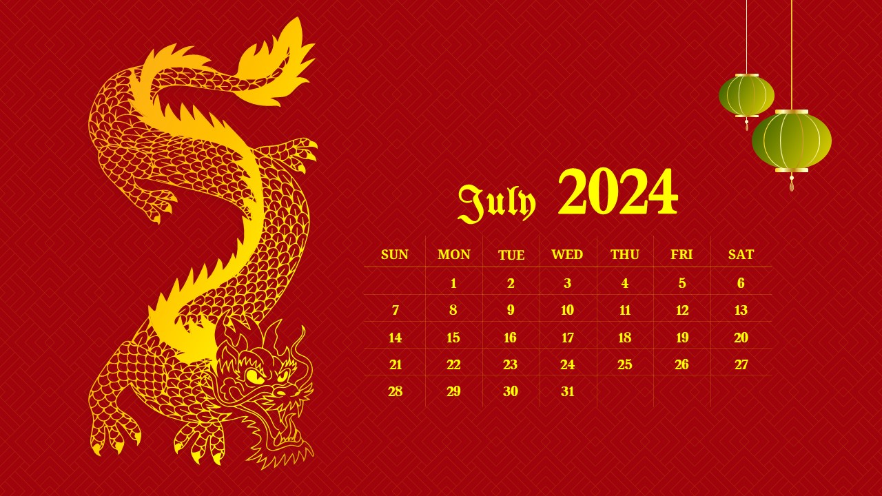 Lunar new year 2024 July calendar