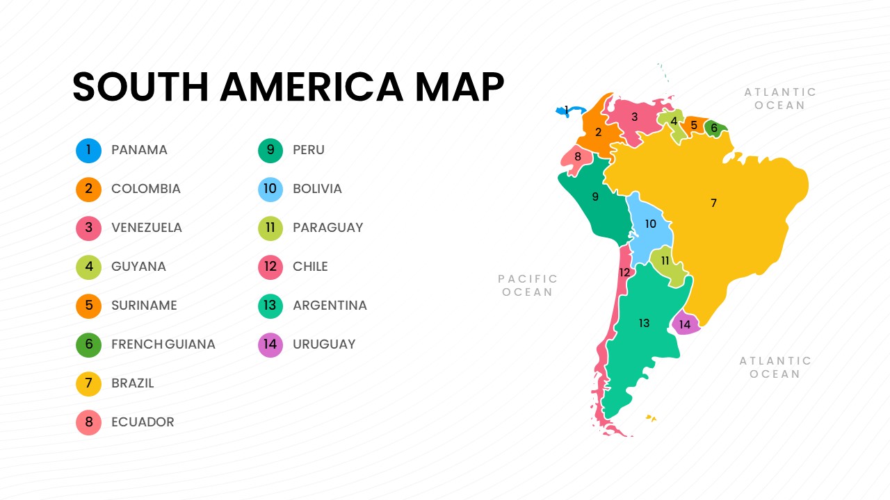 Mapa de América del Sur PowerPoint