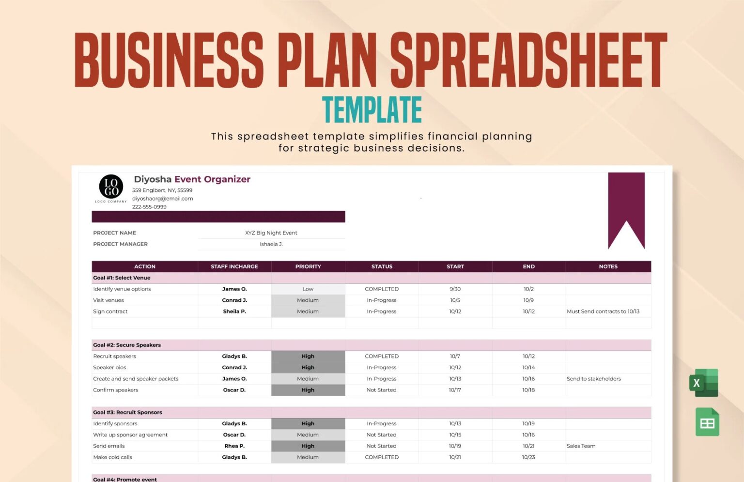 Top 10 Websites to Find Free Action Plan Excel Templates- SlideChef