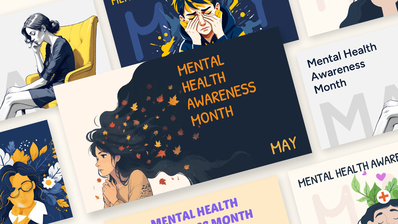 Plantilla del mes de concientización sobre la salud mental