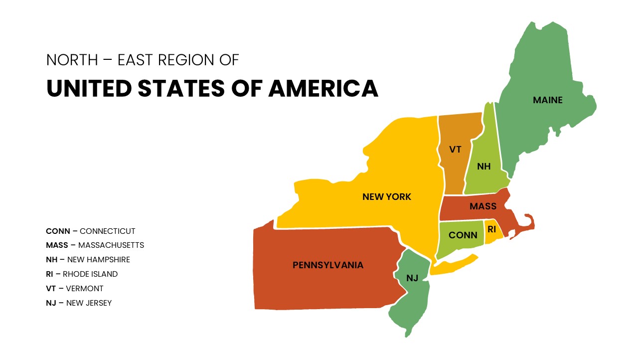 northeastern states map united states