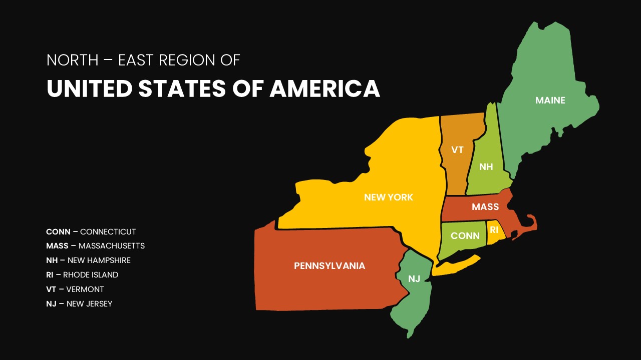 united states north east region map