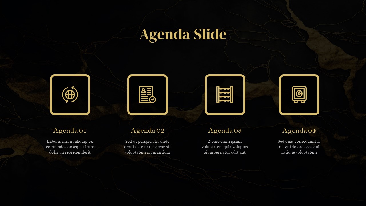 black and gold theme presentation template