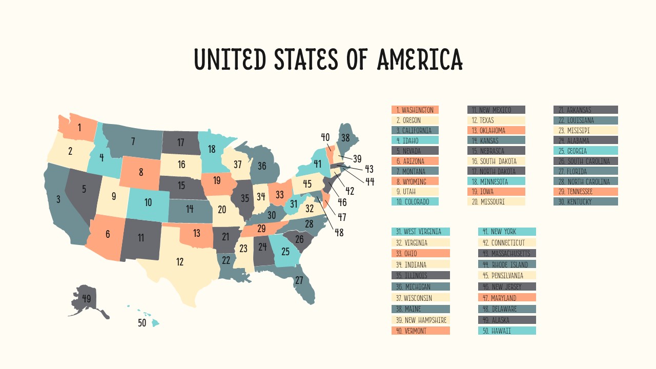 us states map with 50 states