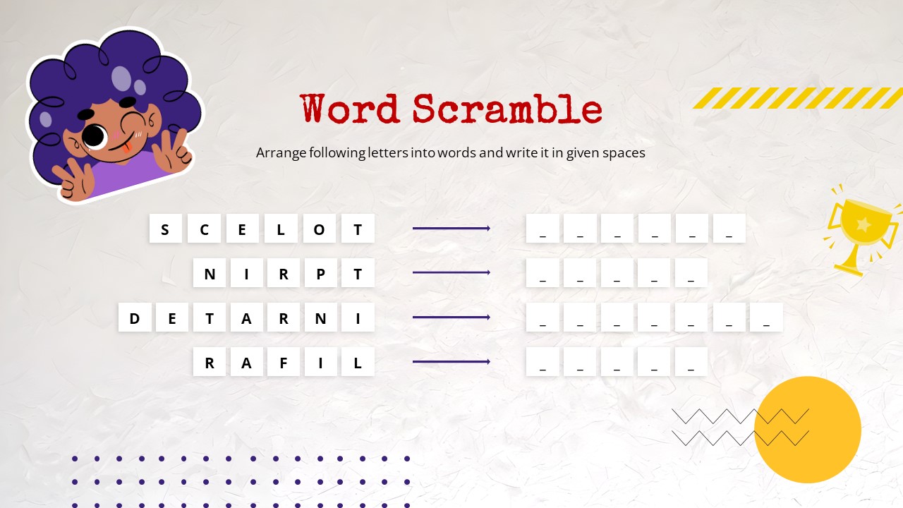 word game template