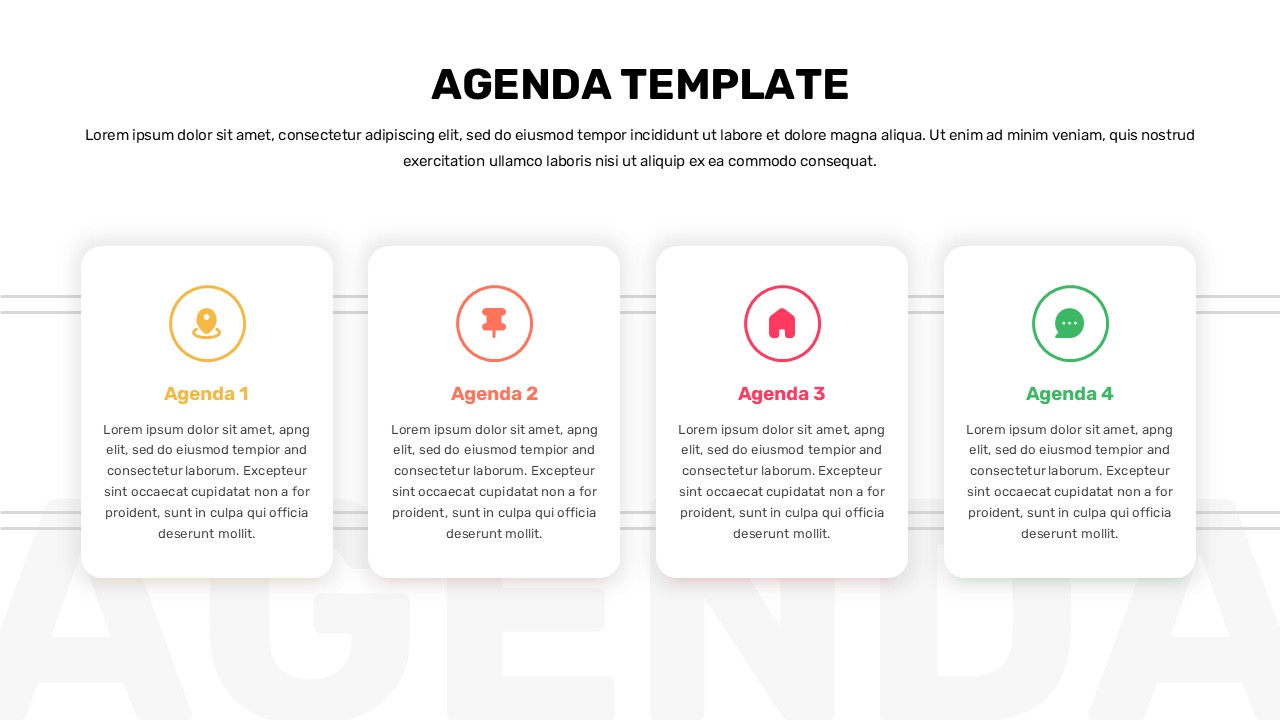 4 Blocks Agenda Template Powerpoint