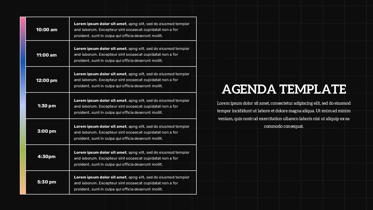 Team Meeting Agenda Template google slides dark