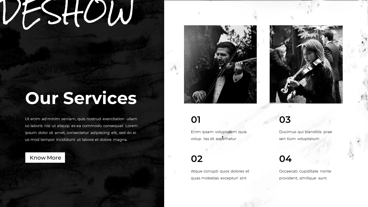 black and white service page template