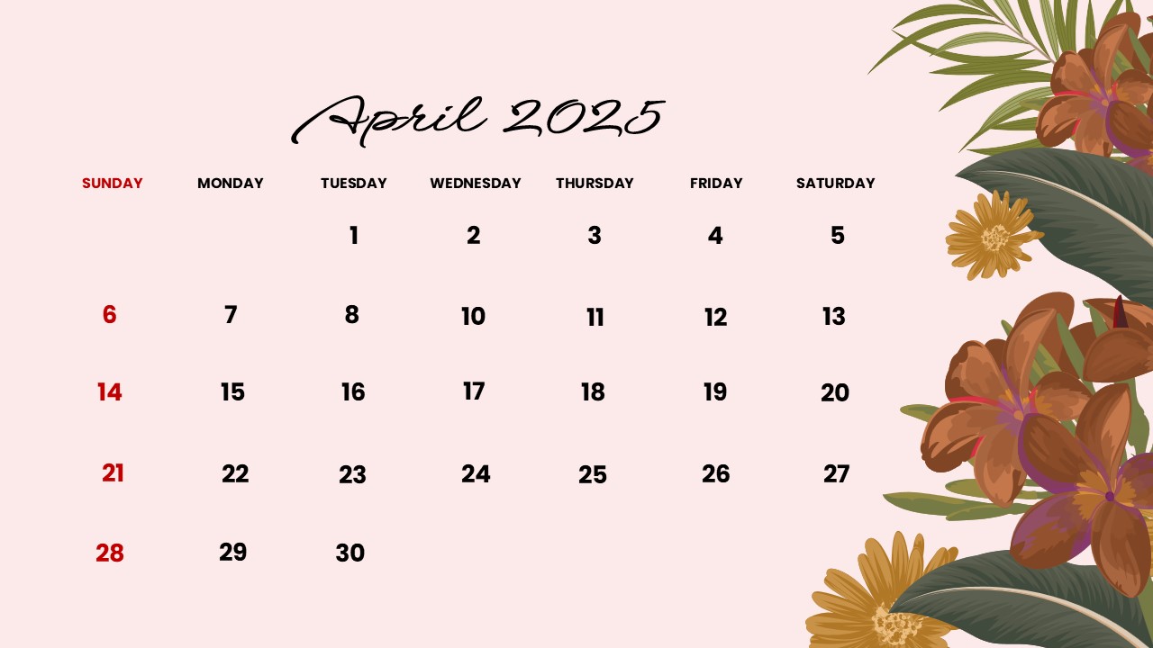 interactive April 2025 calendar template