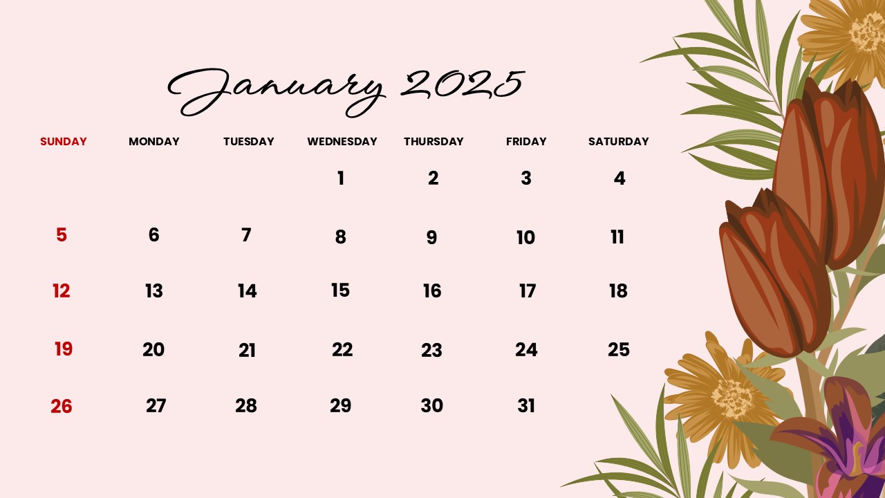 interactive January 2025 calendar template