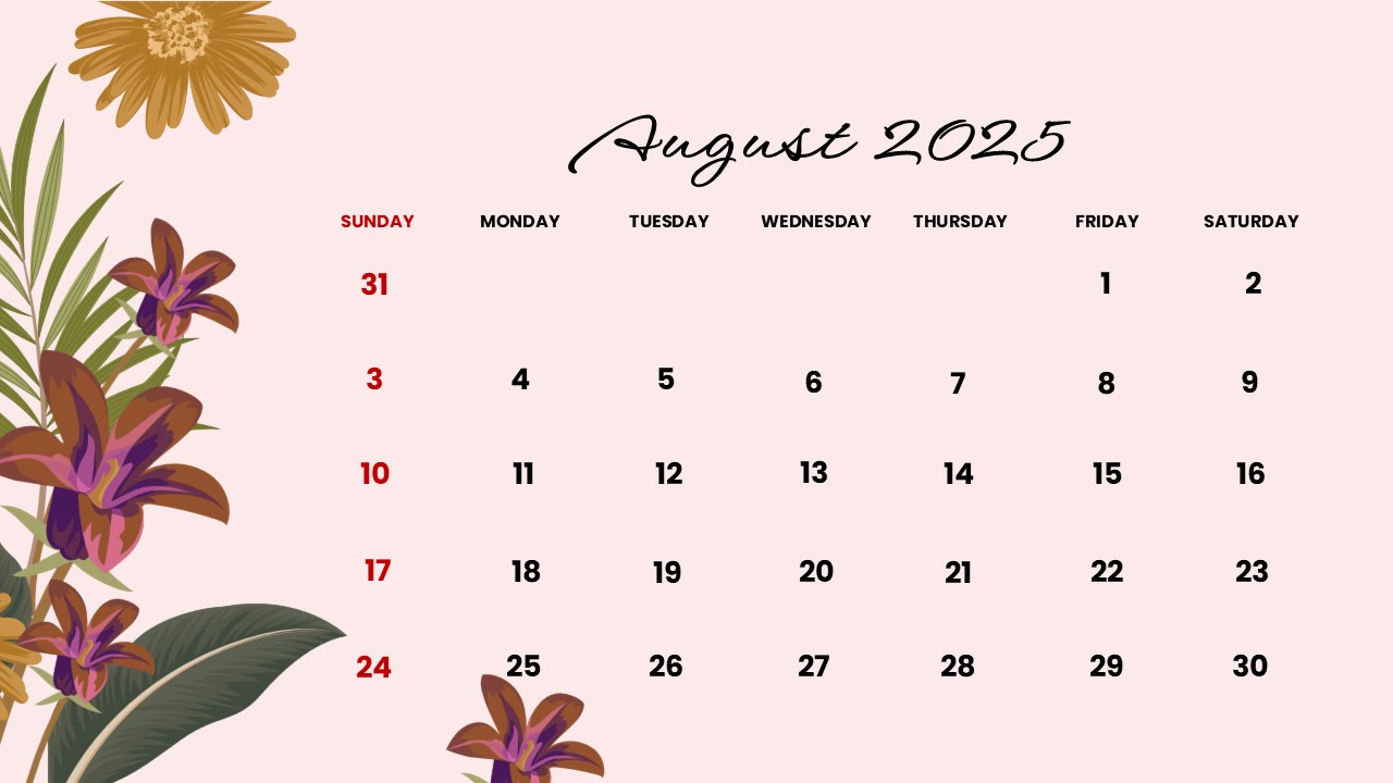 interactive august 2025 calendar template