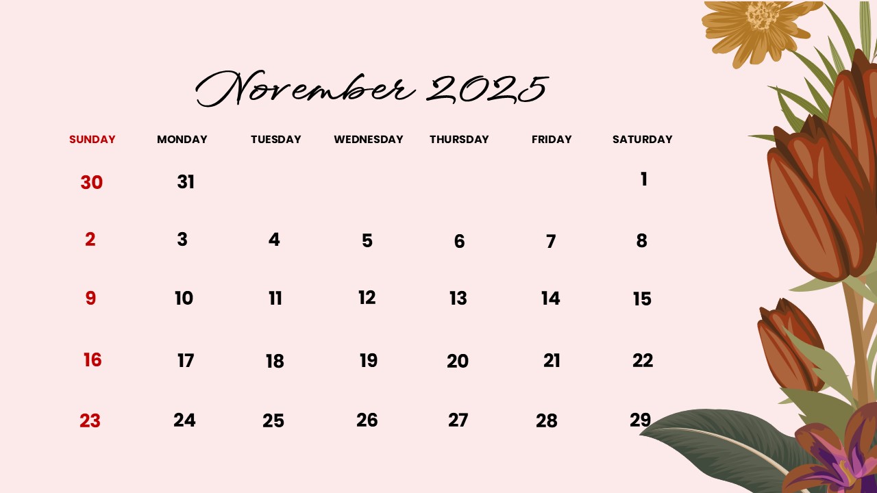 interactive november 2025 calendar template