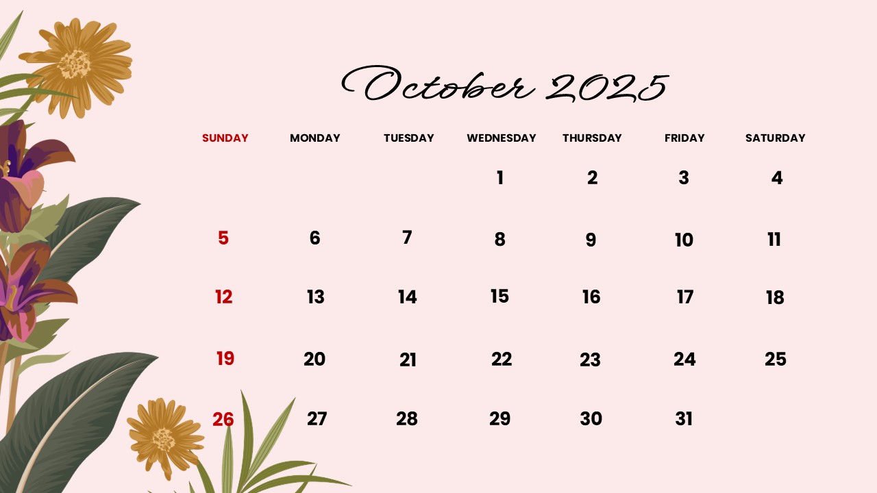 interactive october 2025 calendar template