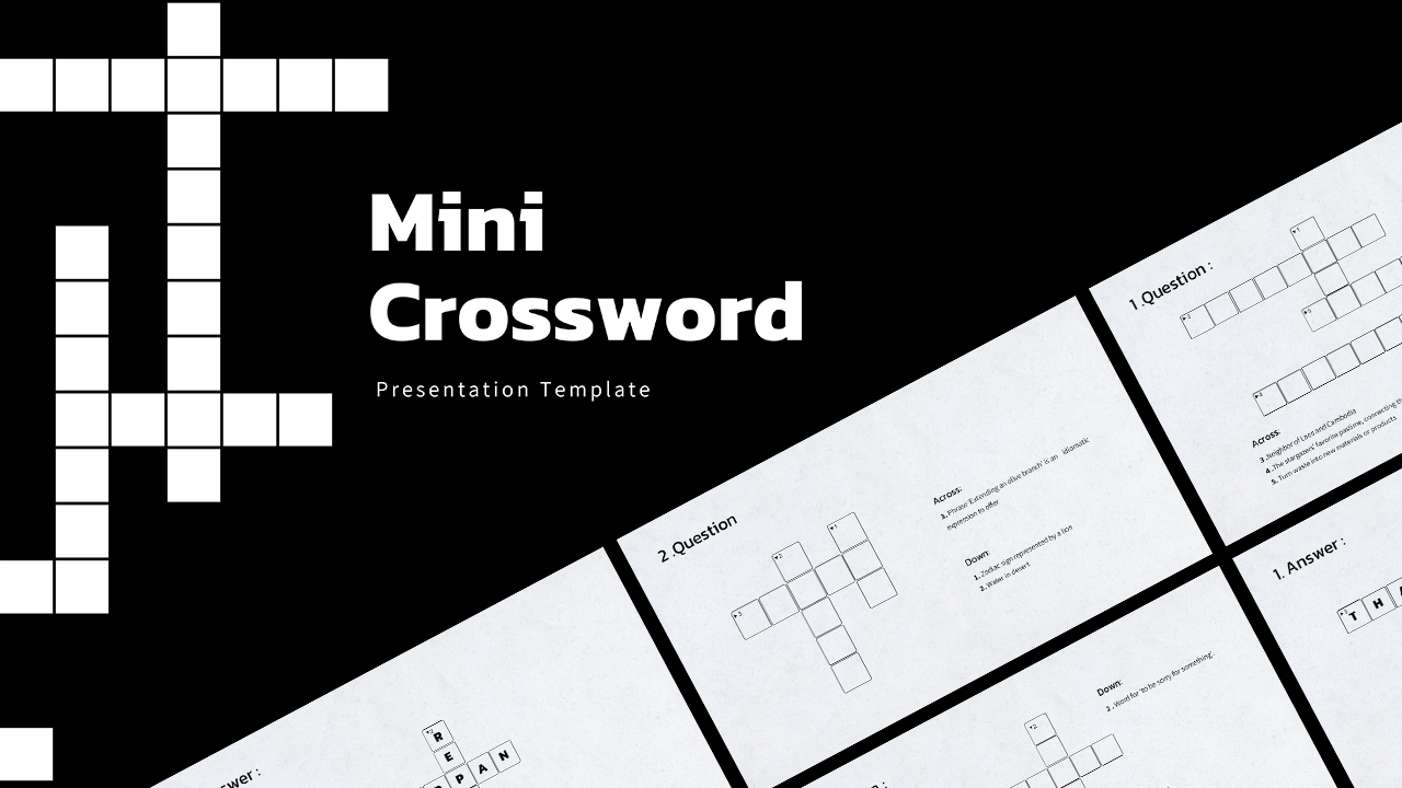 mini crossword puzzle game template