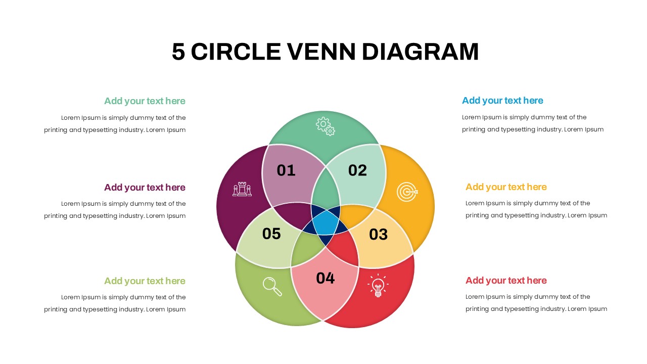 5 circle venn infographic template