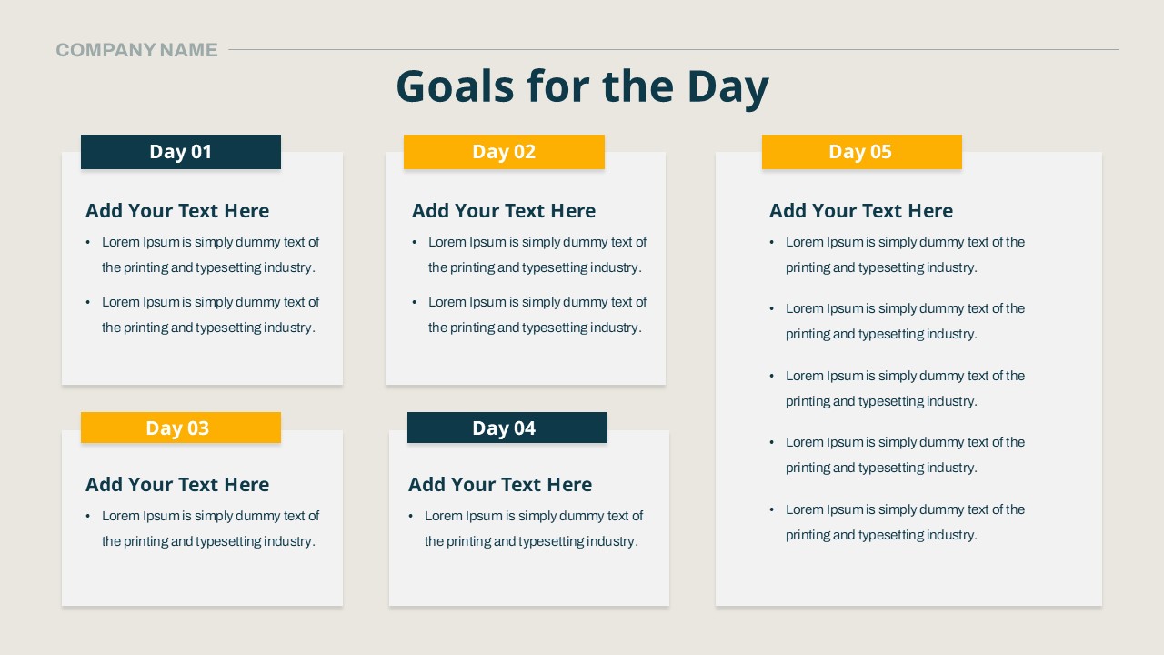 goals of the day template