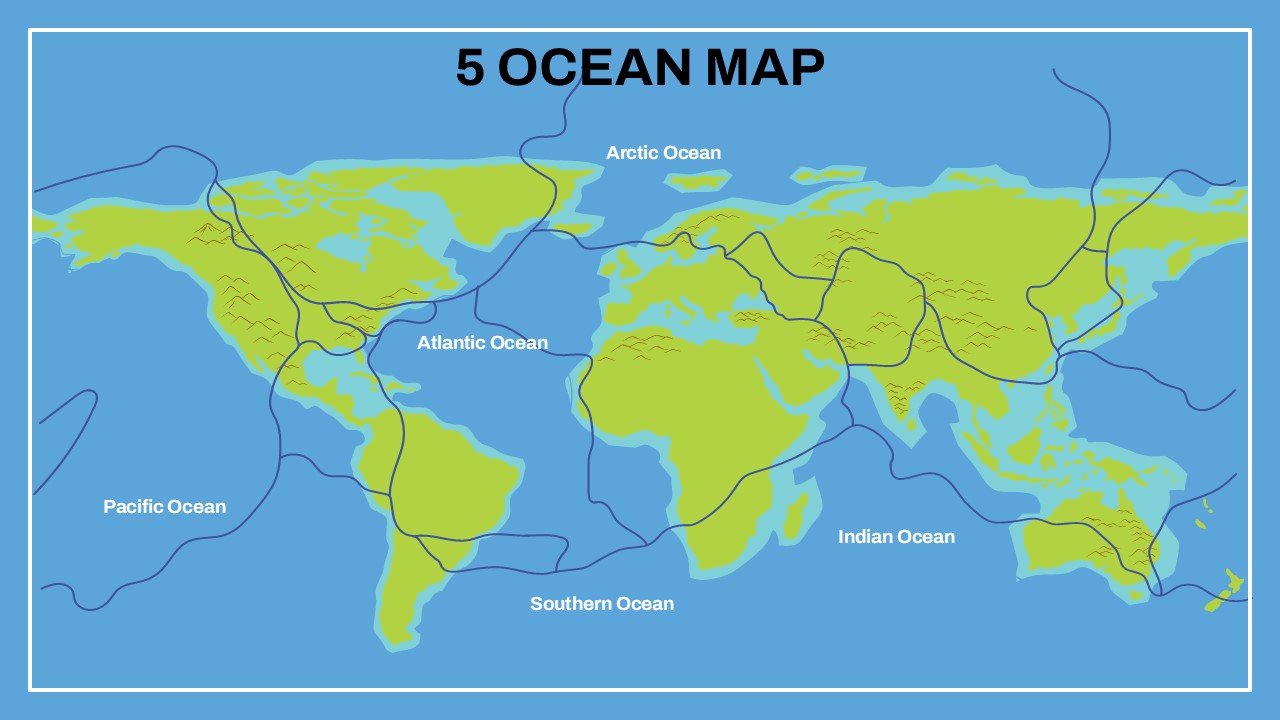 green world map with ocean