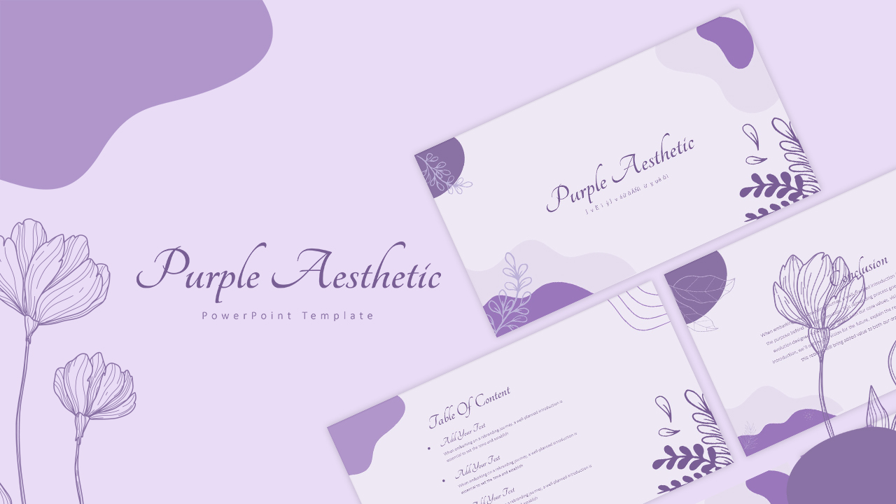 purple aesthetic pitch deck template