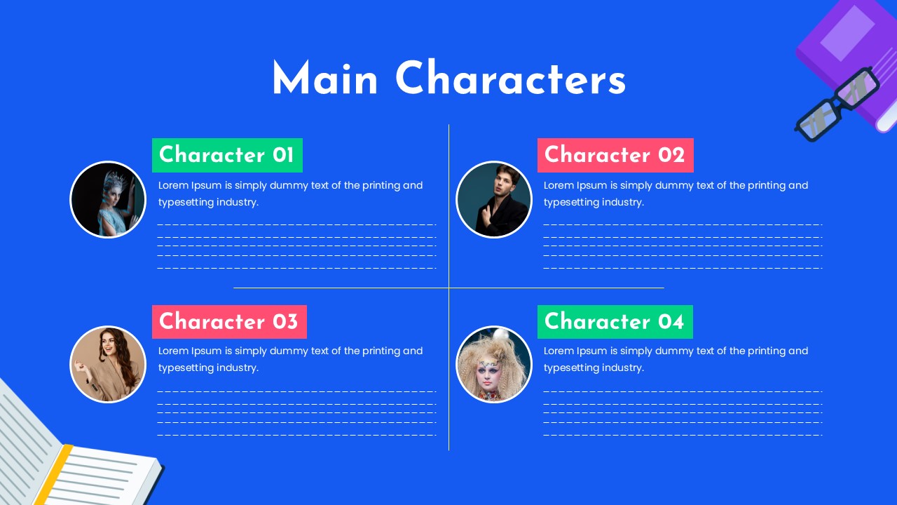 book report main characters