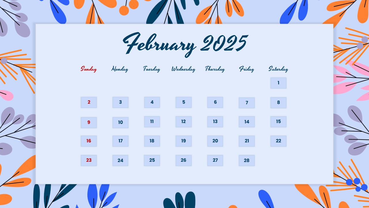 February 2025 calendar