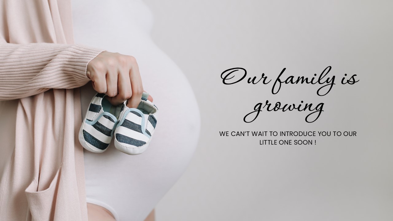 Plantilla gratuita de anuncio de embarazo | PPT y Google Slides - SlideChef, image size:1280x720