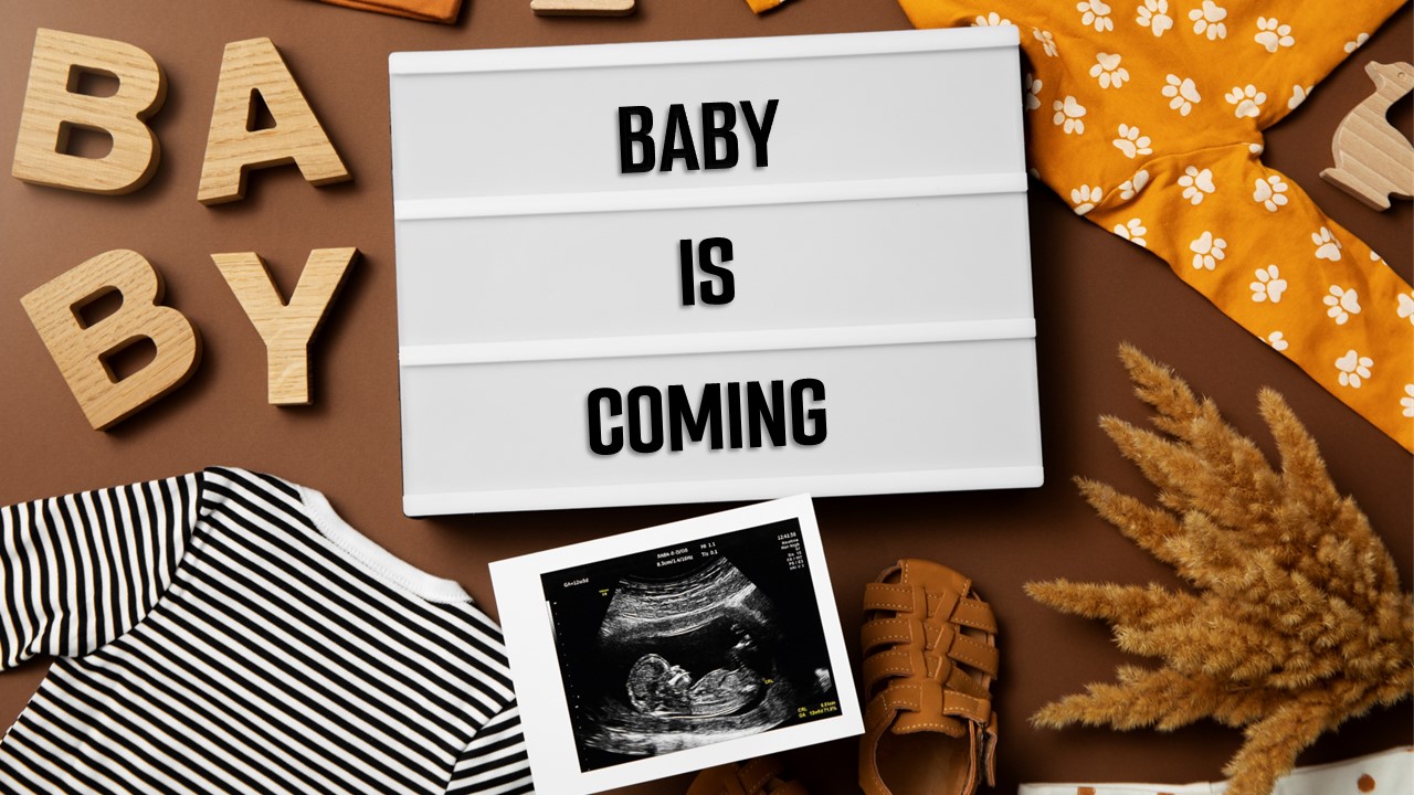 Plantilla gratuita de anuncio de embarazo | PPT y Google Slides - SlideChef, image size:1280x720